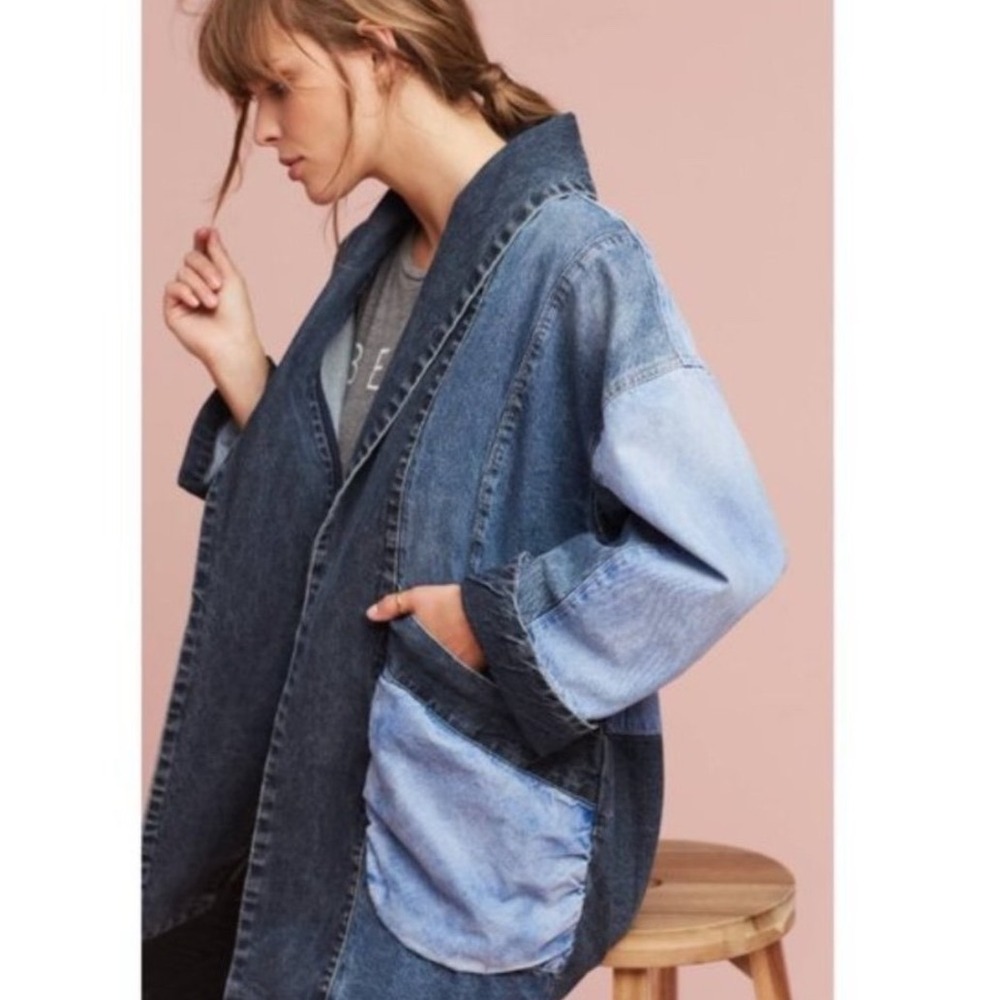 Pilcro and the Letterpress Patchwork Denim Oversized Jacket Colorblock XS